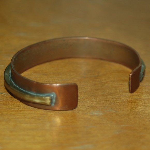 Handmade Two-Tone Heavier Copper Colored Bracelet - Picture 2 of 5